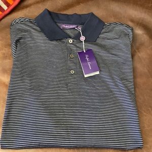 Ralph Lauren Purple Label - Navy & White Stripe Polo Shirt